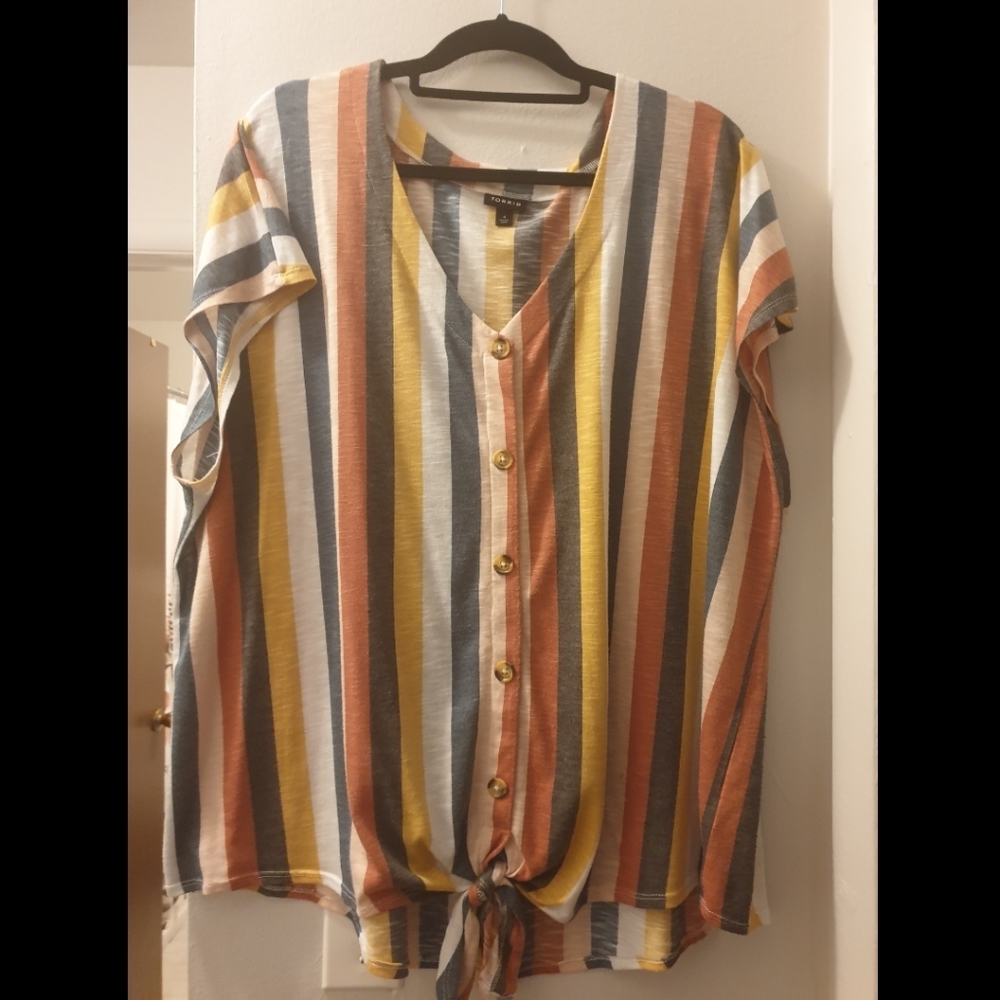 Retro Striped Torrid V-neck